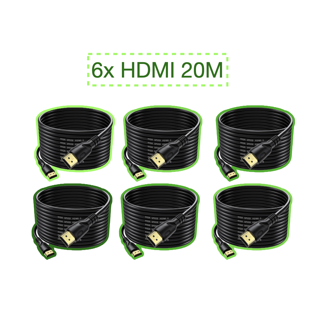6x 20m 65ft long hdmi cable 2.0 4k @ 60hz ultra high speed cable 