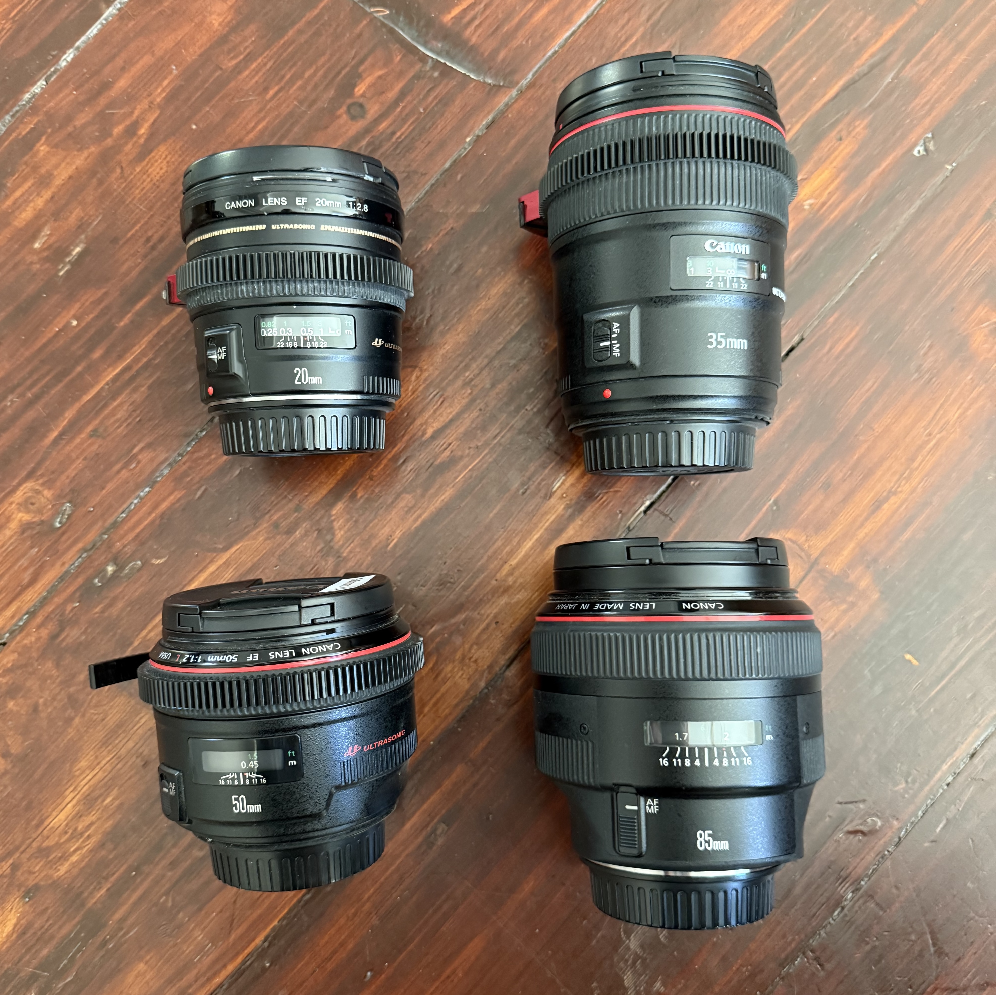Set  of canon prime lenses