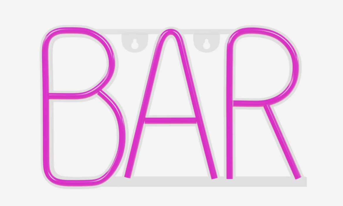 Led-neonskylt bar i rosa 