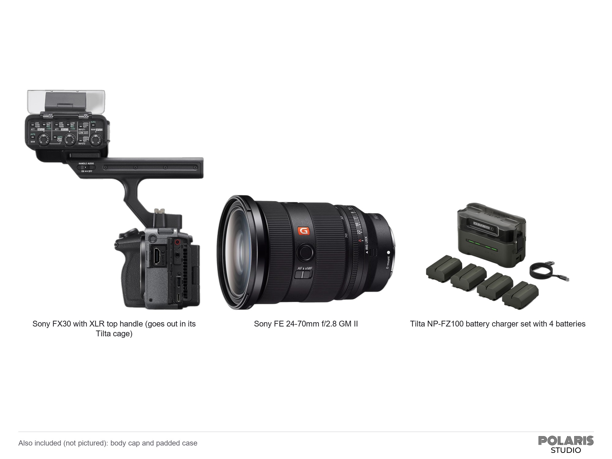 Sony fx30 with xlr handle and 24-70mm f/2.8 gm ii, nimble one camera kit