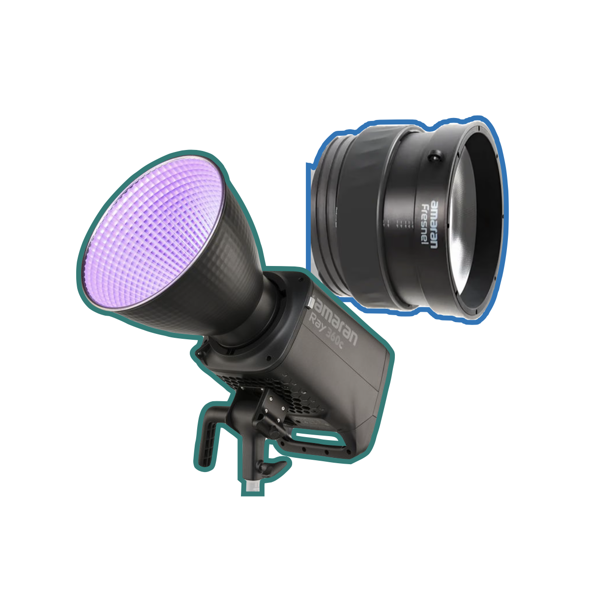 Amaran ray 660c rgbww continuous video light + fresnel 300c