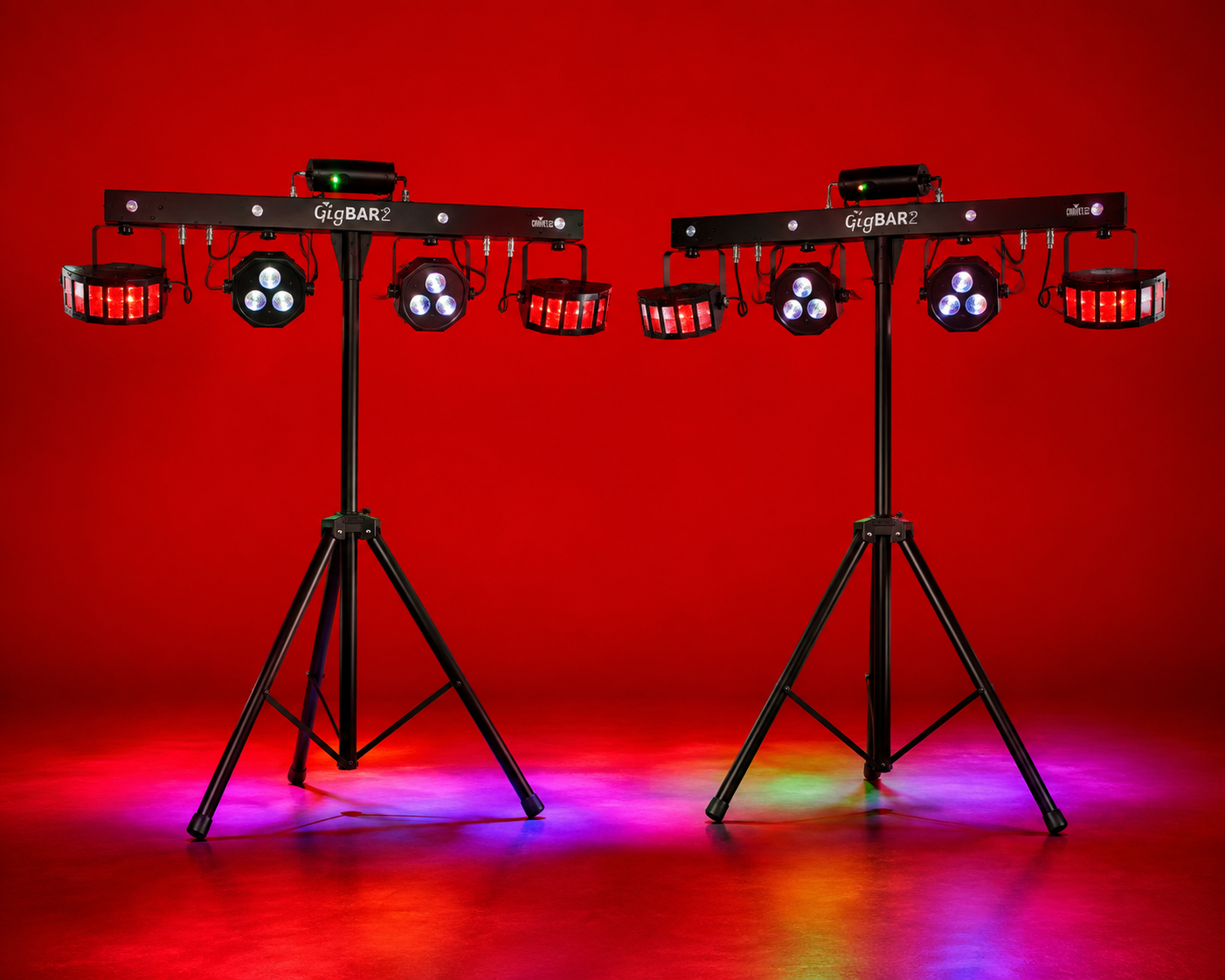 2x chauvet gigbar 2 lighting gigbar, laser strobe uv disco