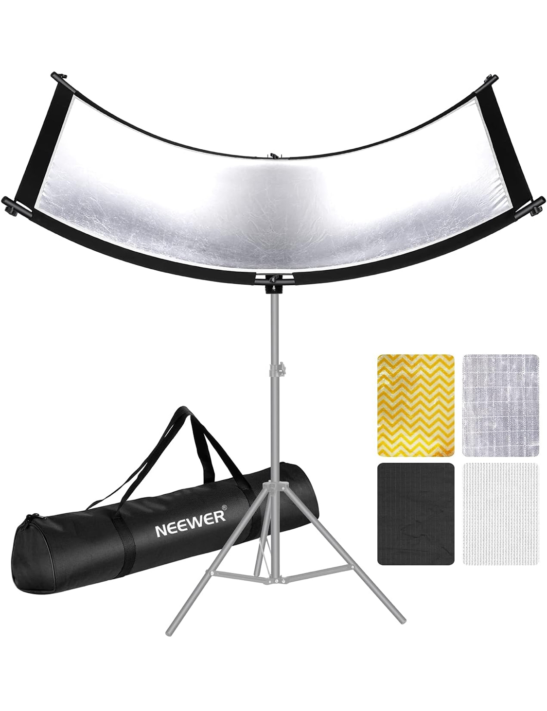 Neewer curved clamshell reflector – 66” x 24” | 4-in-1 light diffuser w/ bag