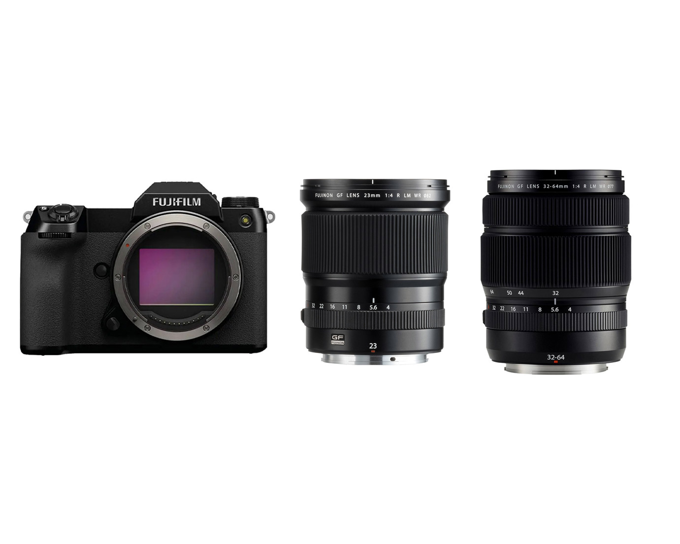 Fujifilm gfx 50s ii + 23mm lens + 32-64mm zoom lens 