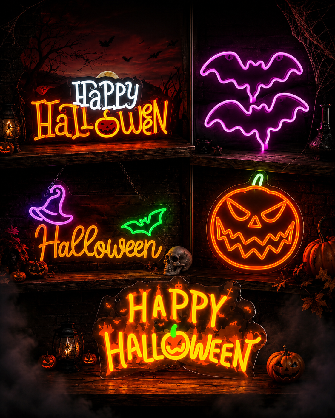 Neonskyltar för halloween 