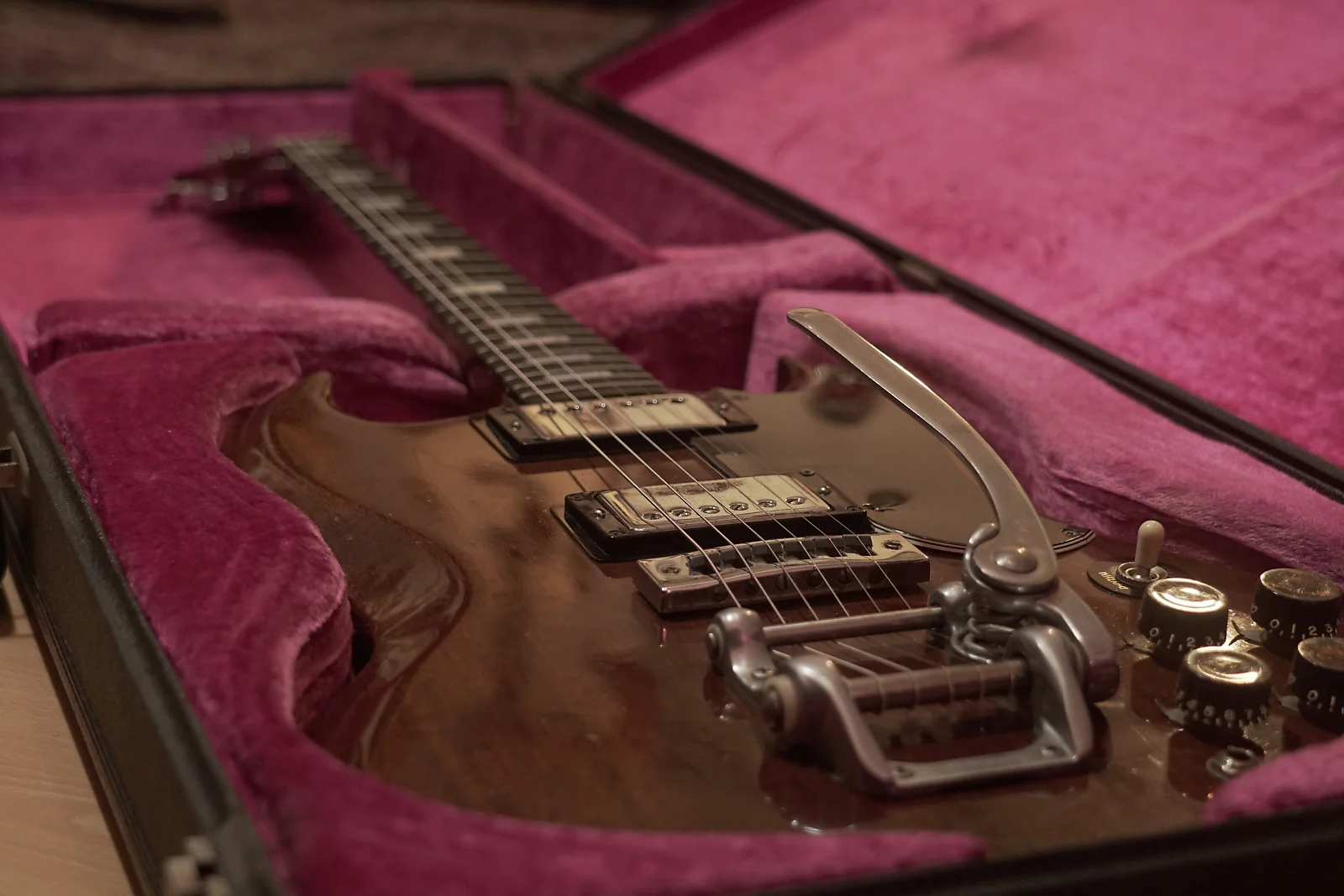 1973 gibson sg electric guitar rare walnut finish. a piece of history