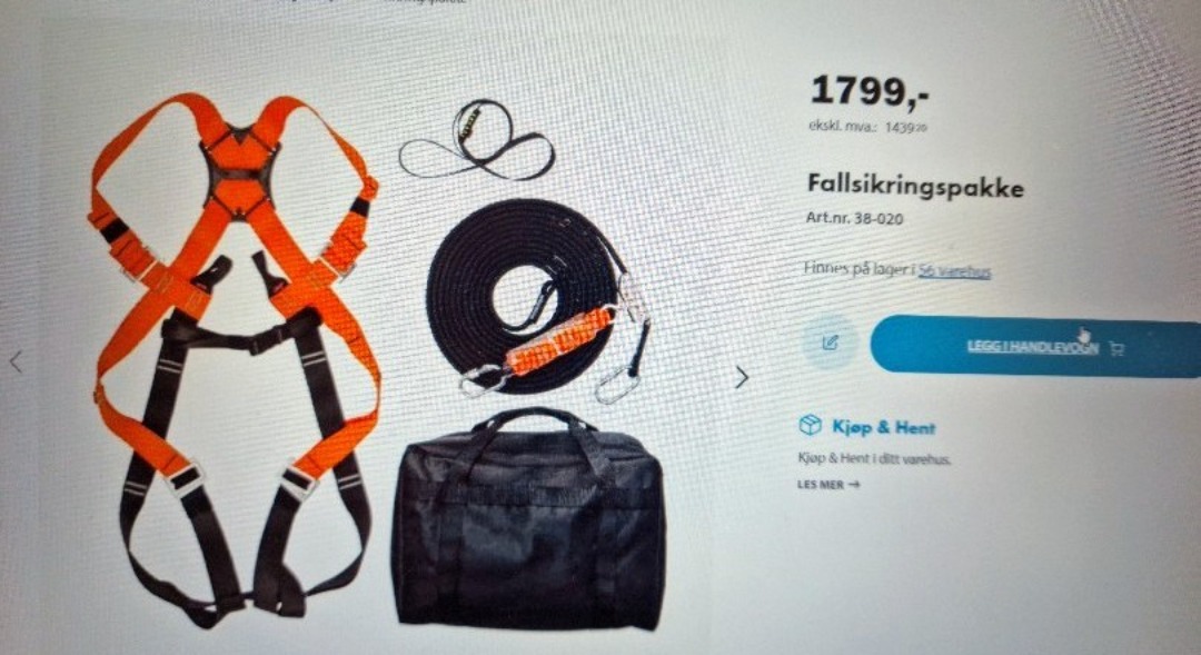 Fallsikringspakke, maks 100 kg