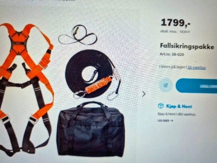 Fallsikringspakke, maks 100 kg