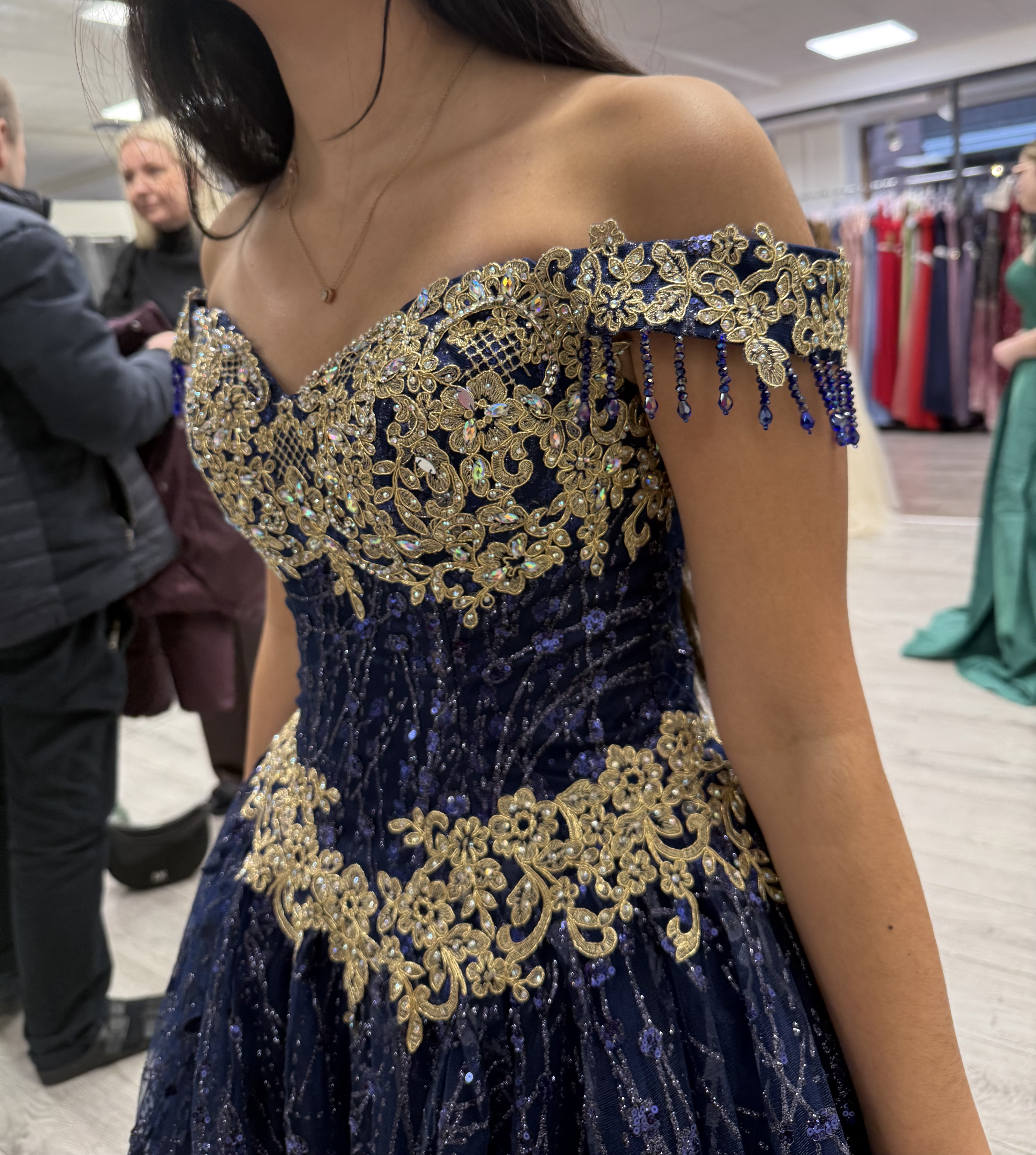 Lychinor blå/guld ballkjole 