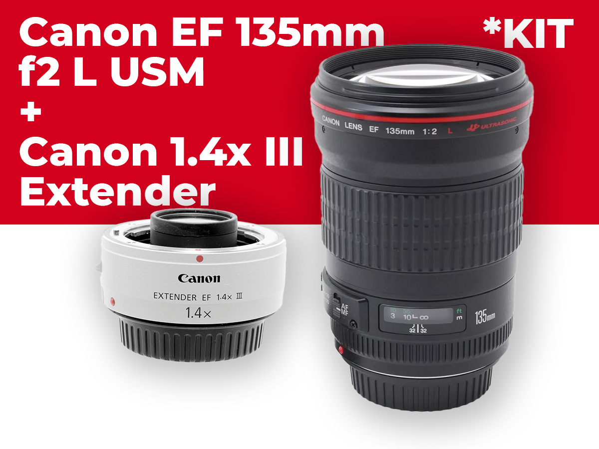Canon ef 135mm f/2 l usm lens + canon 1.4x iii extender kit