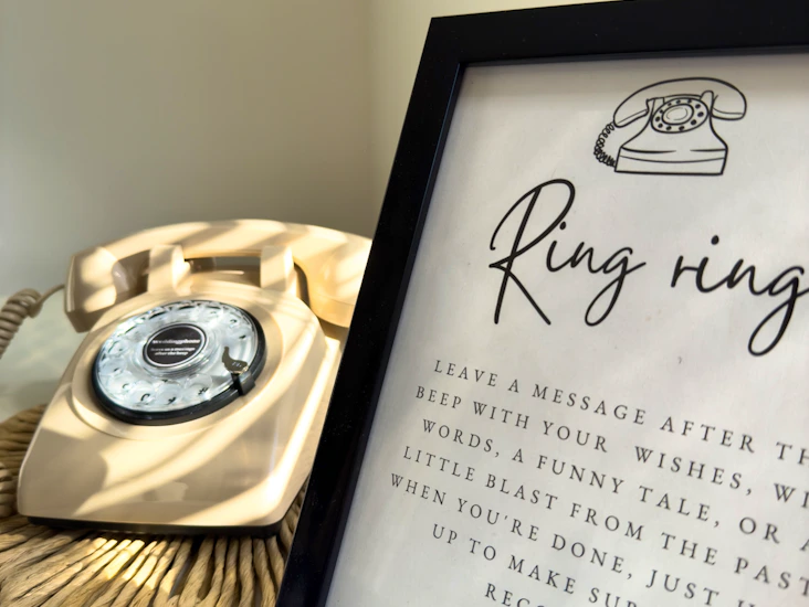 Retro phone for recording guest audio messages and wishes