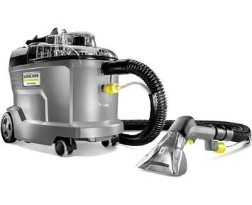 Kraftfull textilvårdsmaskin med handmunstycke.