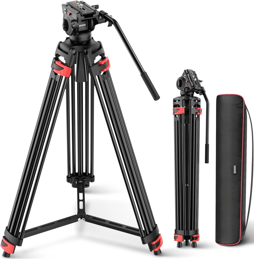 Neewer basics tp37 74" metal video tripod with fluid head