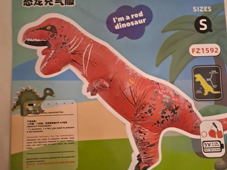 Uppblåsbar dinosaurie.