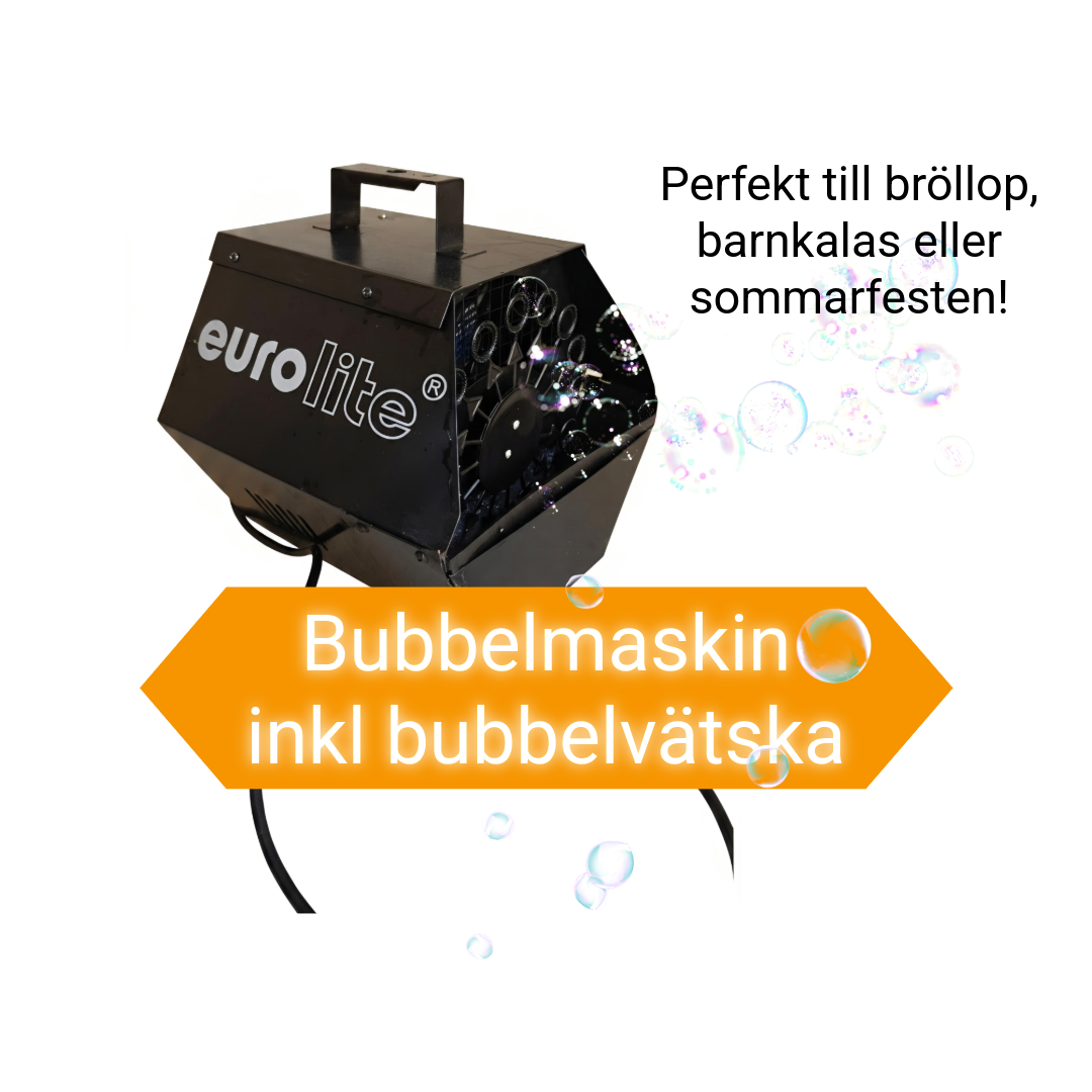 Såpbubbelmaskin inklusive bubbelvätska 