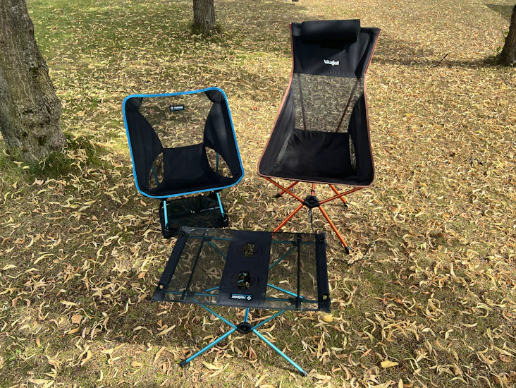 Frokost for to: 2 stoler og 1 bord fra helinox og vikafjell