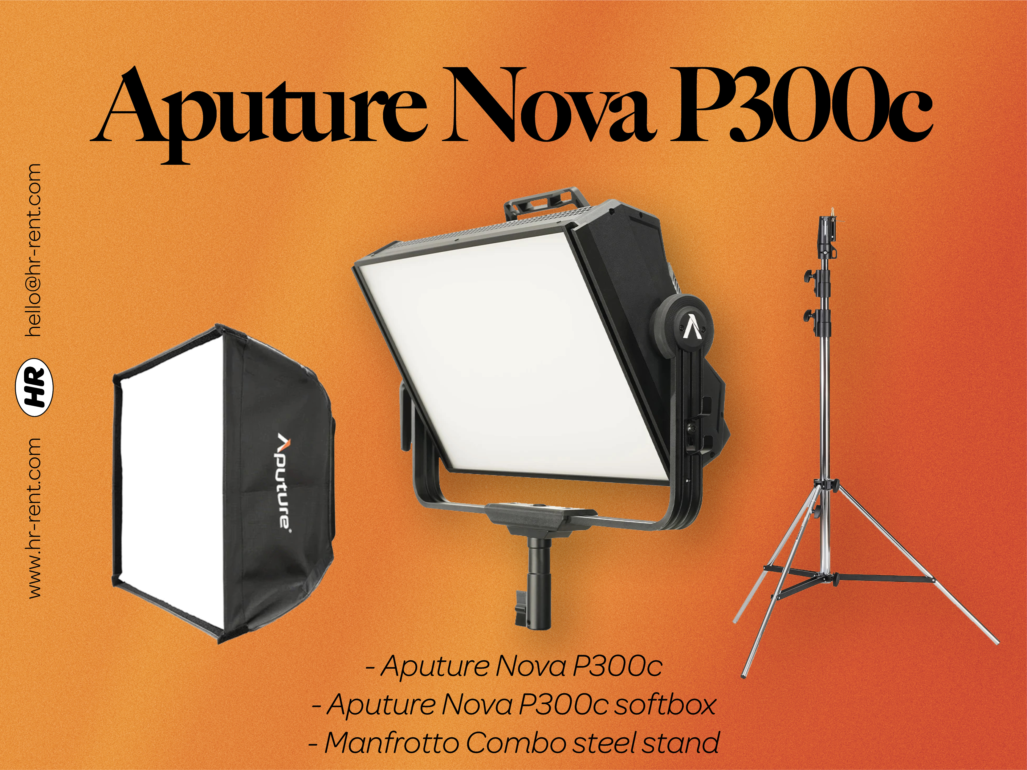 Aputure nova p300c + softbox + stand (led panel, skypanel)