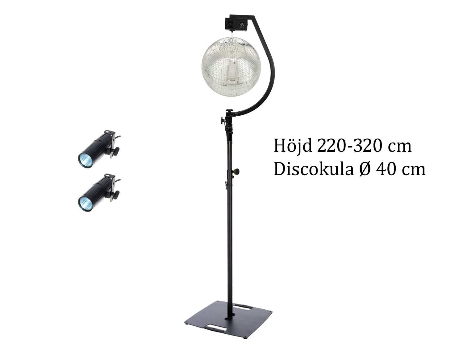 40 cm discokula med motor, stativ och spotlights