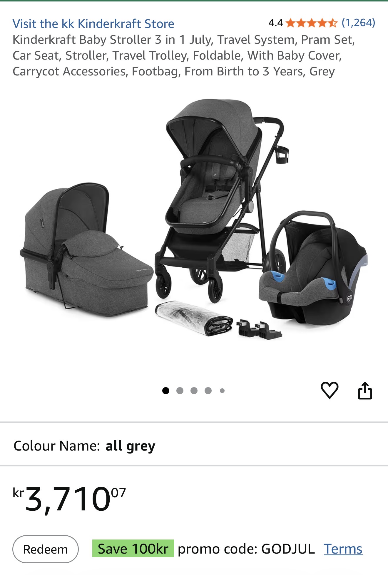 Baby stroller kinderkraft black 