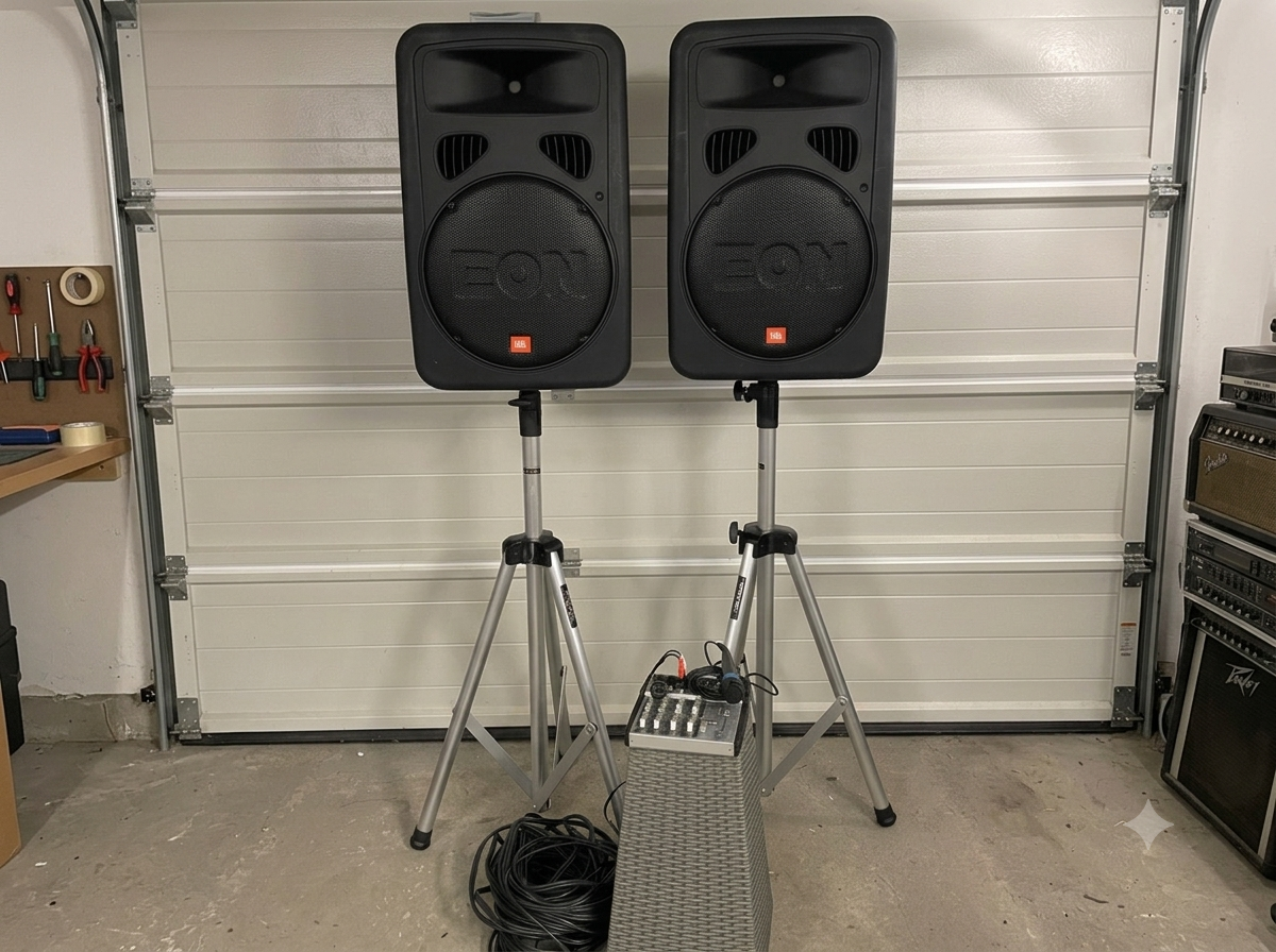 Kraftfullt ljudpaket för fest & event (upp till 100 pers) – jbl eon 15 & mixer
