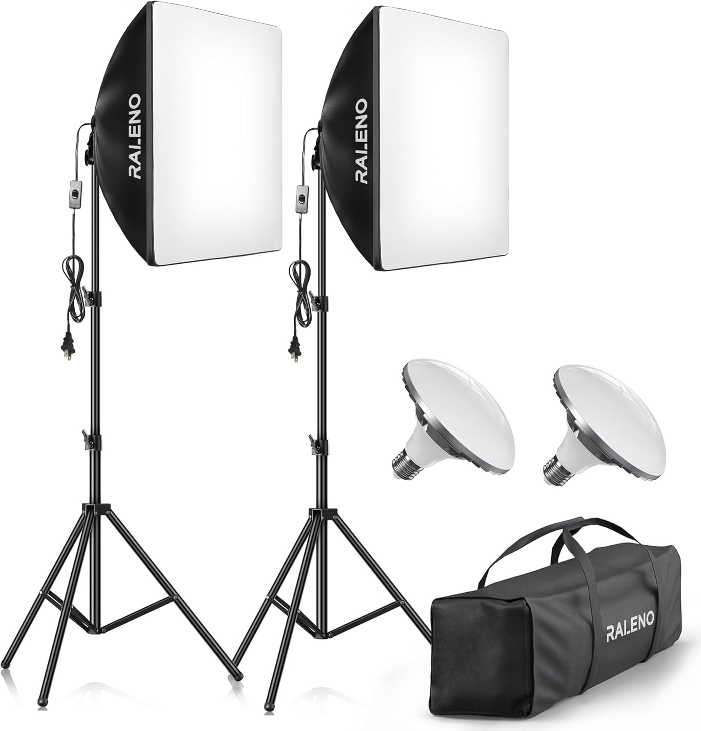 Raleno softbox lighting kit (grey edge), 2×20’’×20’’ photography studio lighting