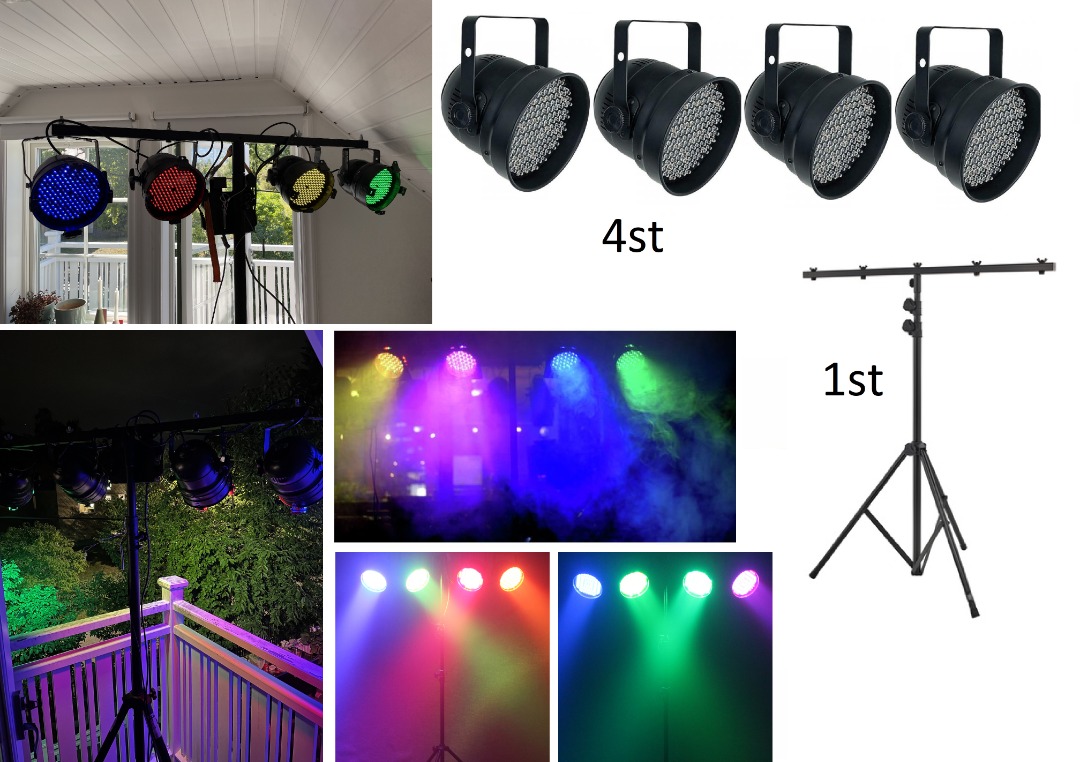 Discoljus - 4st led par med stativ