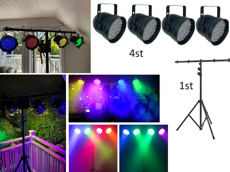 Discoljus - 4st led par med stativ