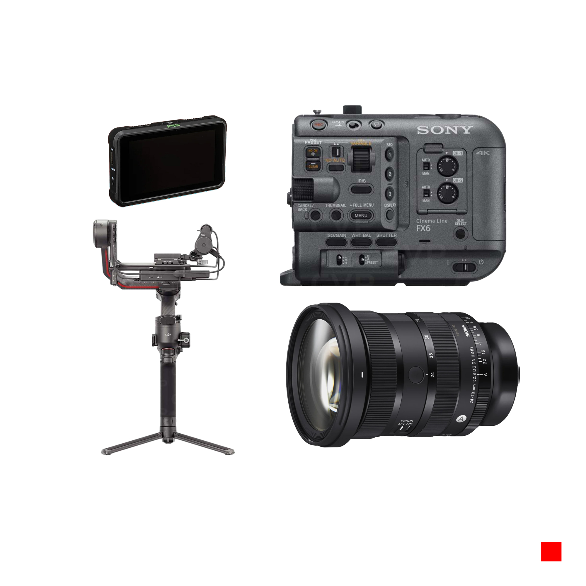 Fx6 gimbal package [rs3 pro and sigma 24-70mm f2.8 with monitor]