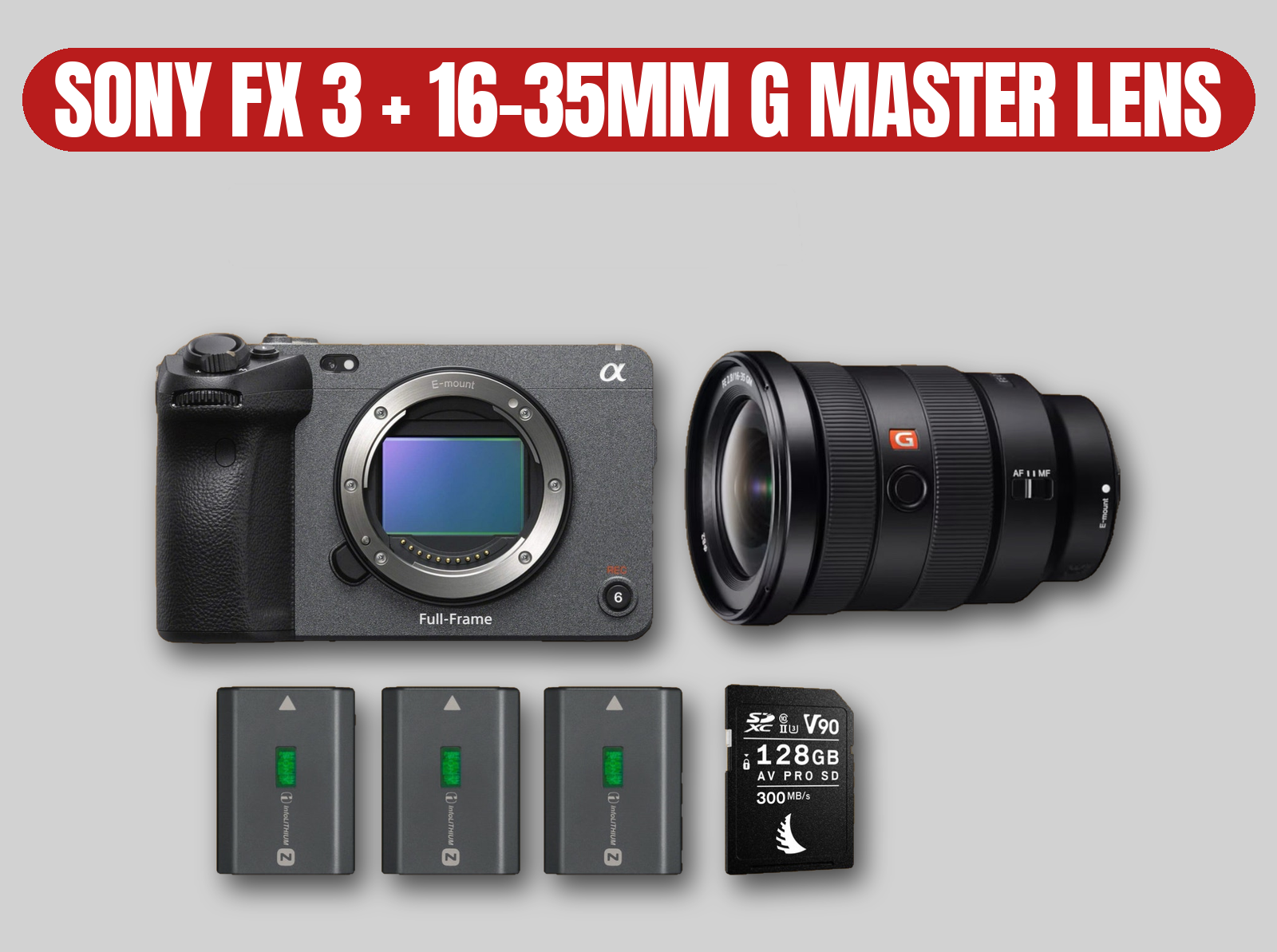 Sony fx3 cinema camera kit | full-frame 4k mirrorless | 16-35mm gm f2.8 / 24-70mm gm f2.8 lenses | a7siii sensor