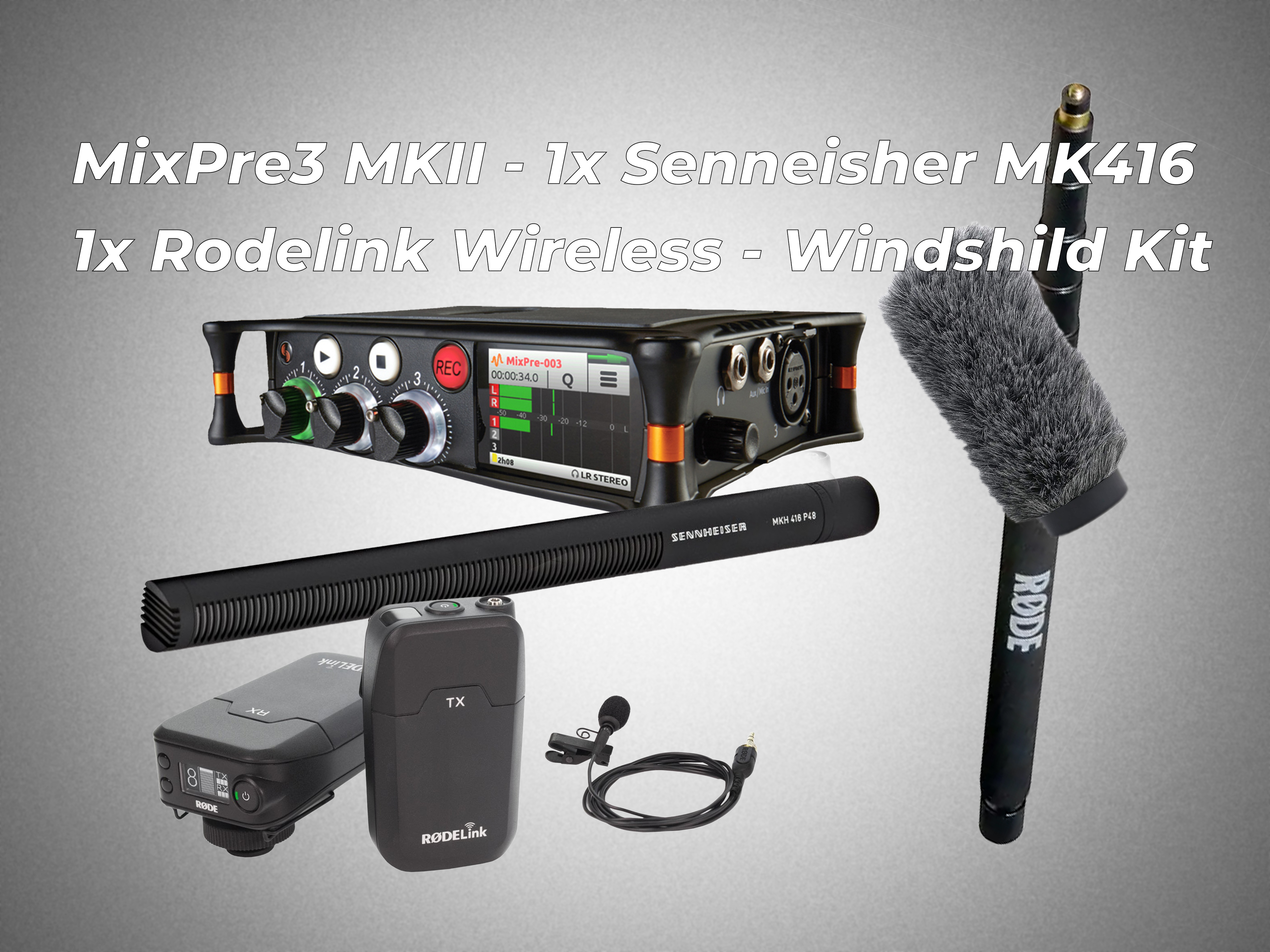 Mixpre 3 ii - sennheiser mkh416 - 1x rode link wireless - boom pole kit