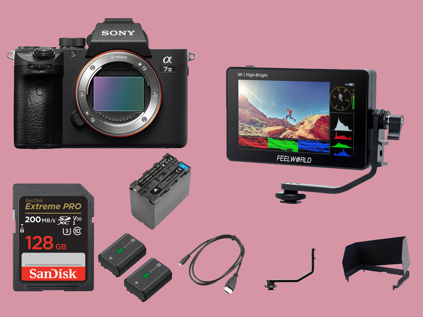 Sony a7iii (a73) camera package (monitor & batteries & sandisk sd card) 