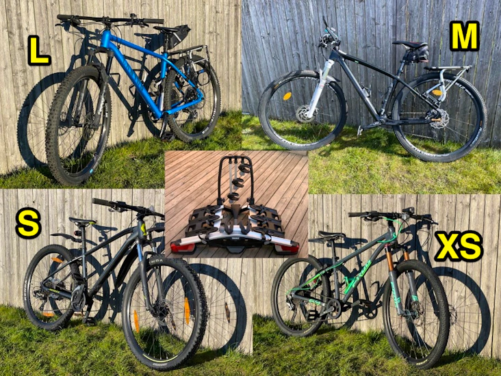 Mountainbikes till familjen och cykelhållare