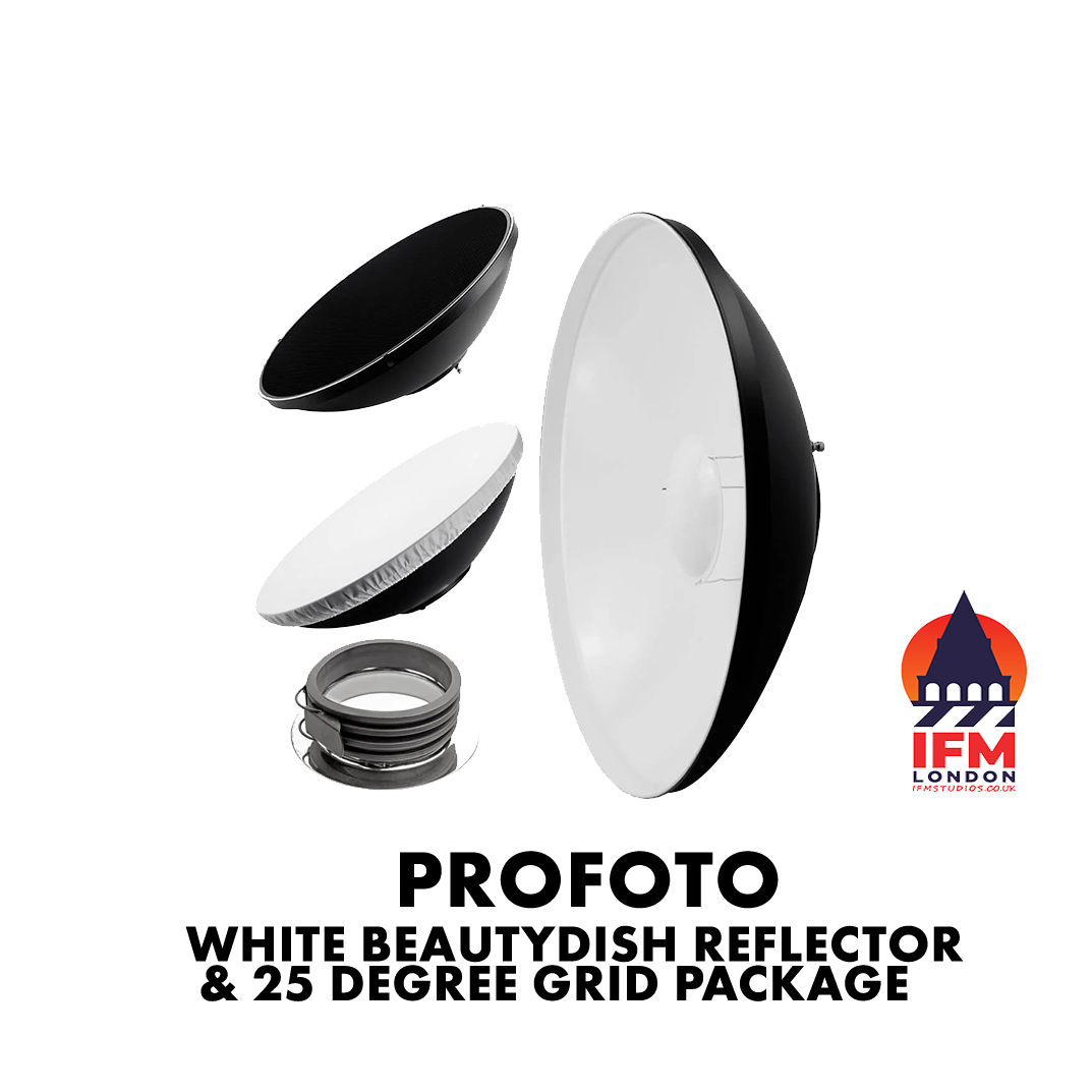 Profoto white beauty dish reflector with 25 degree grid + diff