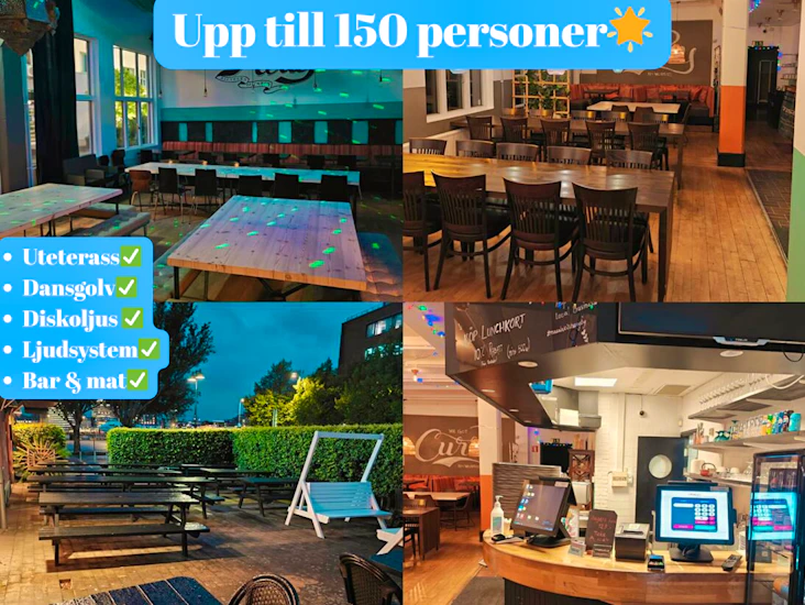 Lyxig festlokal på lindholmen – med uteterrass, discoljus samt mat & dryck på plats! 🍽️