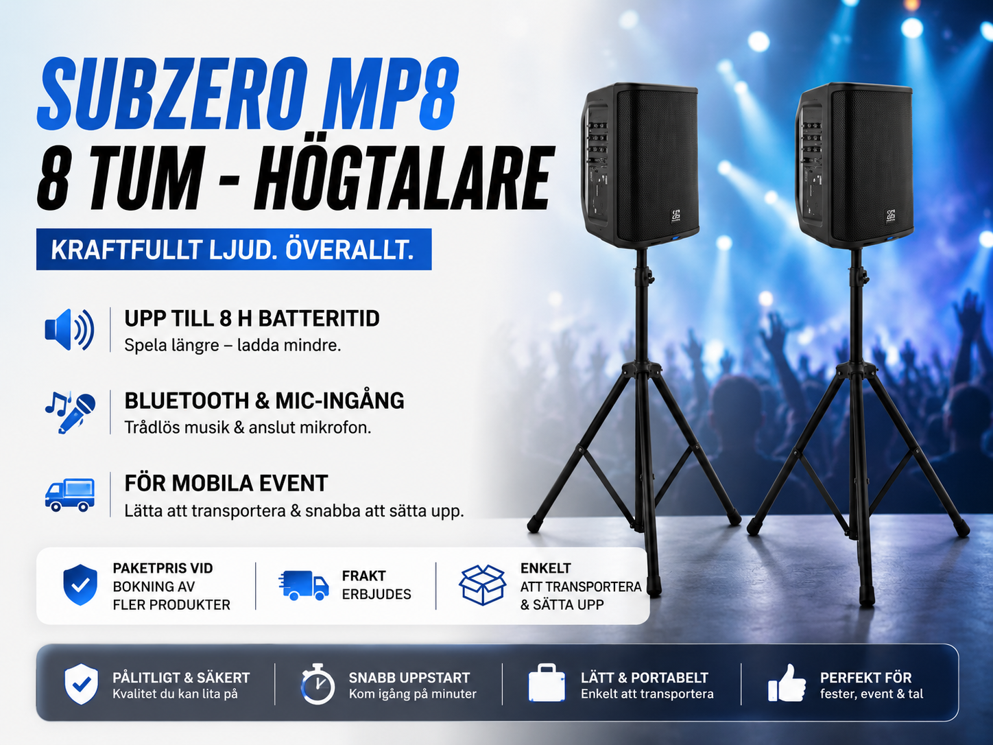 2 stycken batteridrivna pa högtalare 