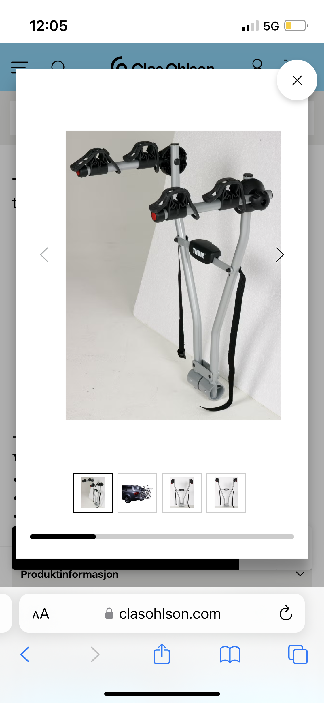 Thule sykkelstativ til hengerfeste