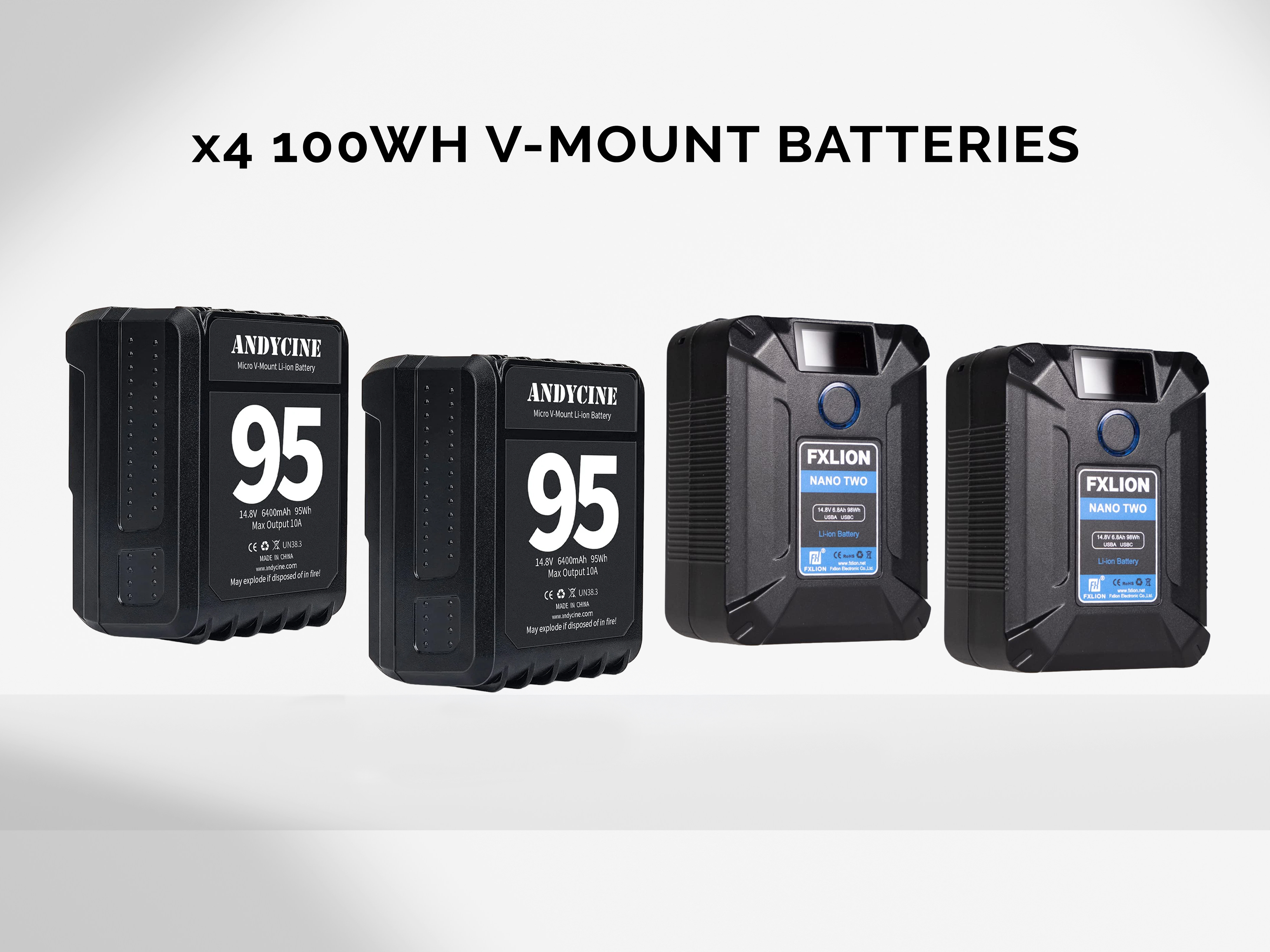 X4 v-mount v-lock 100wh battery kit fxlion and andycine with hawk-woods charger