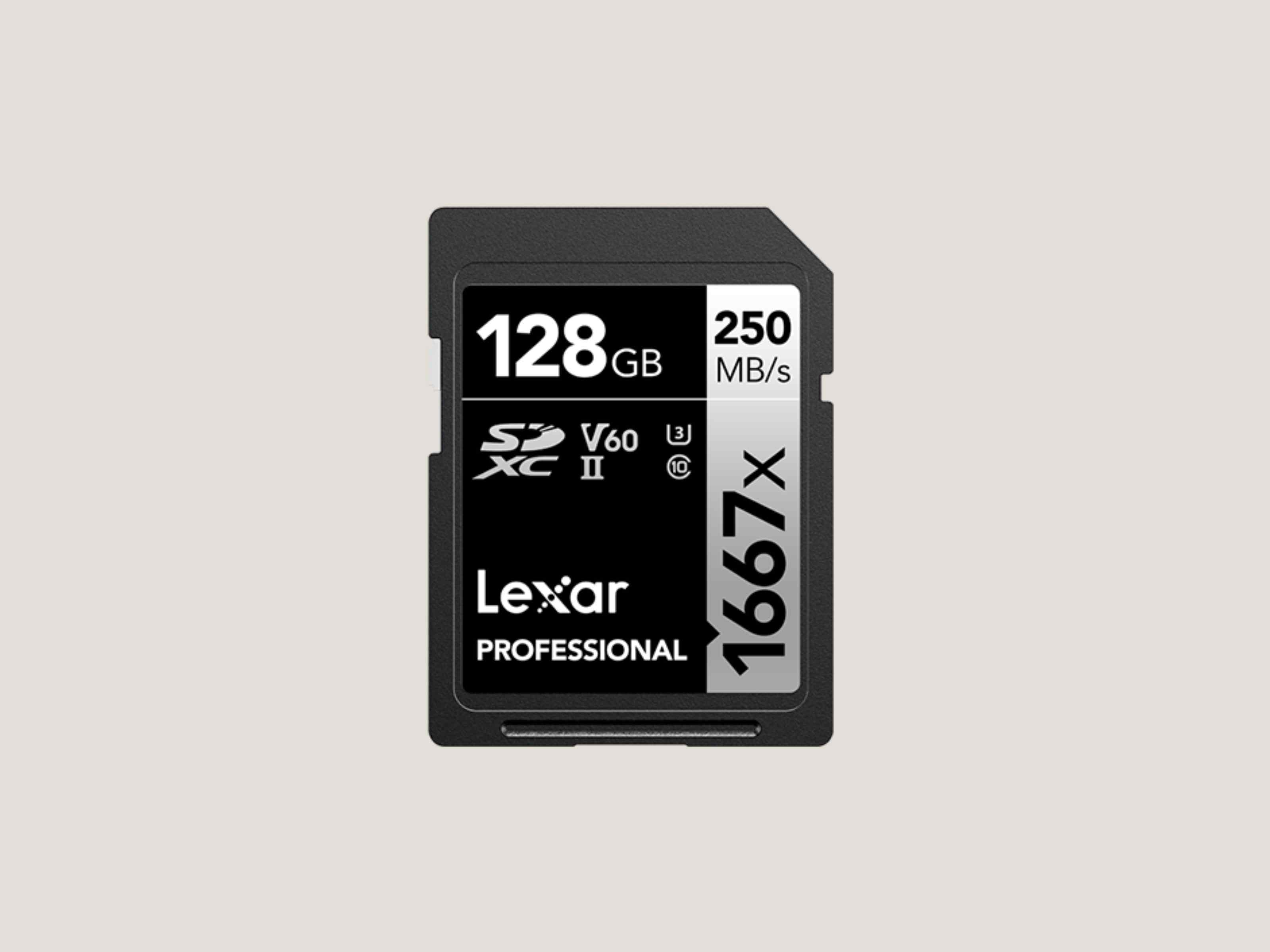 Lexar professional 128gb 1667x sdxc card (250mb/s)