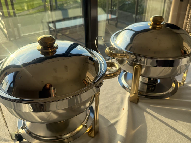 4 pack 6.8 litre round chafing dishes & food warmers,