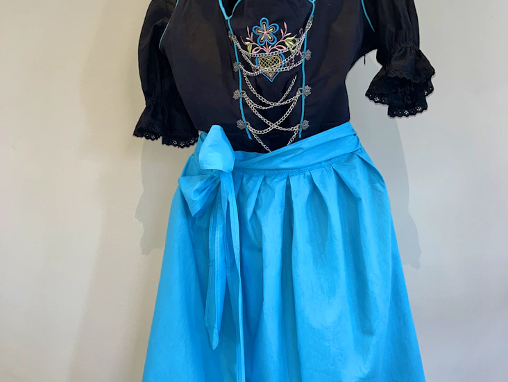 Dirndl storlek 50 svart och turkos