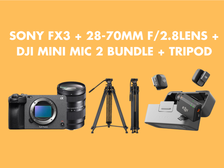 Sony fx3, 28-70 lens dji mini mic 2, tripod and accessories