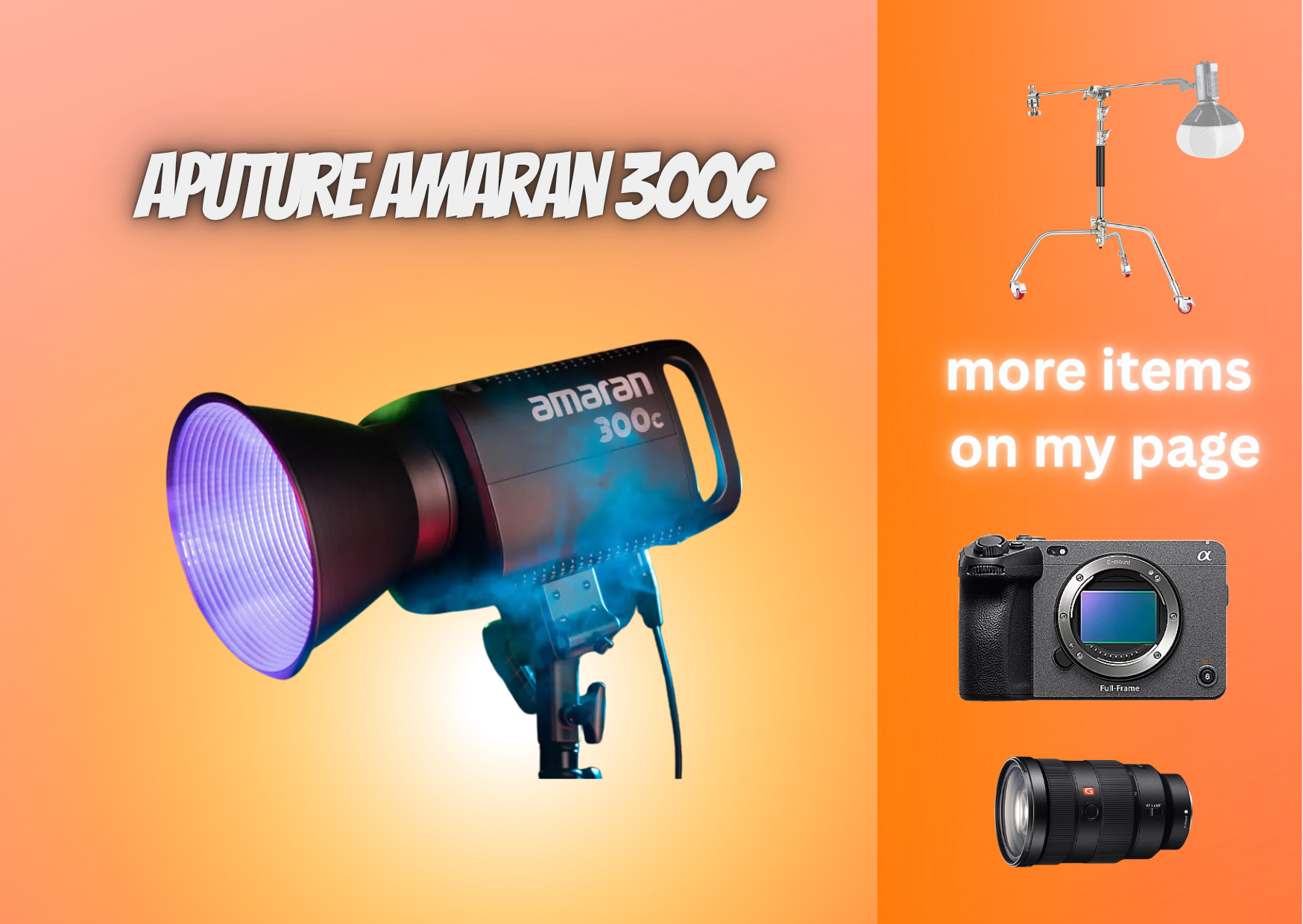Aputure amaran 300c rgbww cob led video continuous lighting 300w cct 2500k-7500k bowens mount point-source led 26,580 