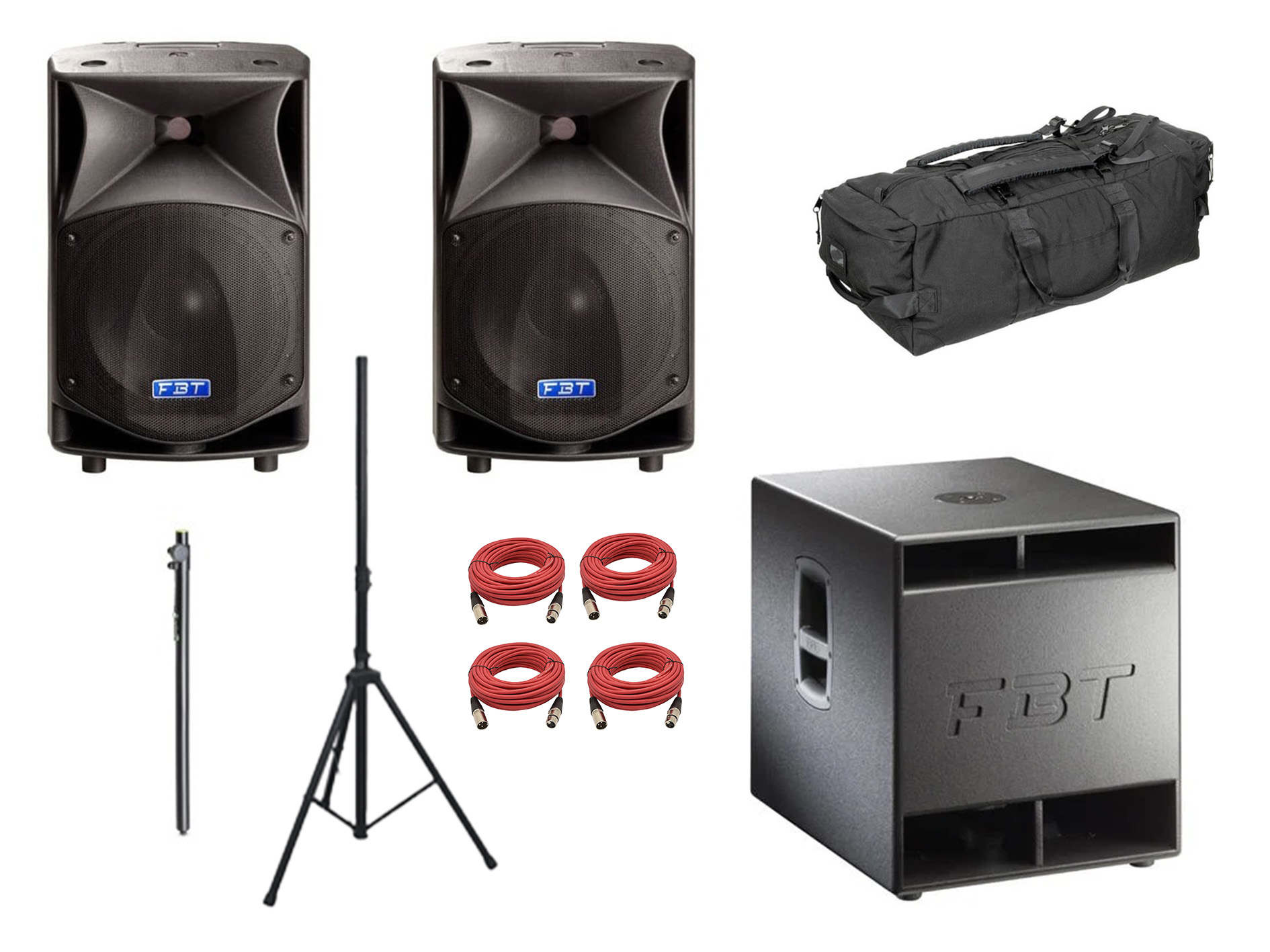 Fbt promaxx 14a & 15sa pa/dj speaker system - loud! 135db!
