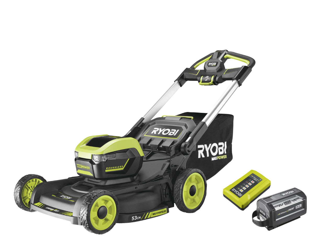 Gräsklippare batteridriven 36v - 53cm klippbredd, mulching, uppsamling