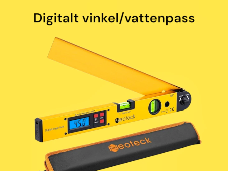 Digitalt vinkel / vattenpass med digital upplyst display