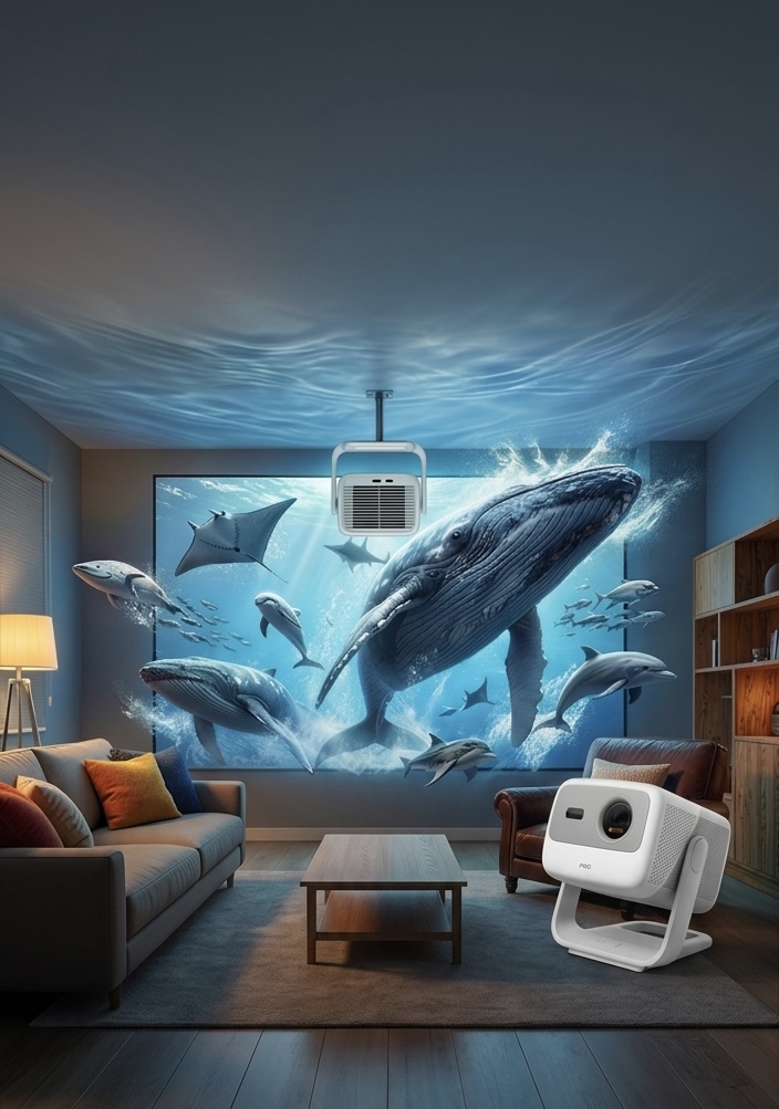 🎬 4k projektor + 100” duk + stativ | bio & event 🔥