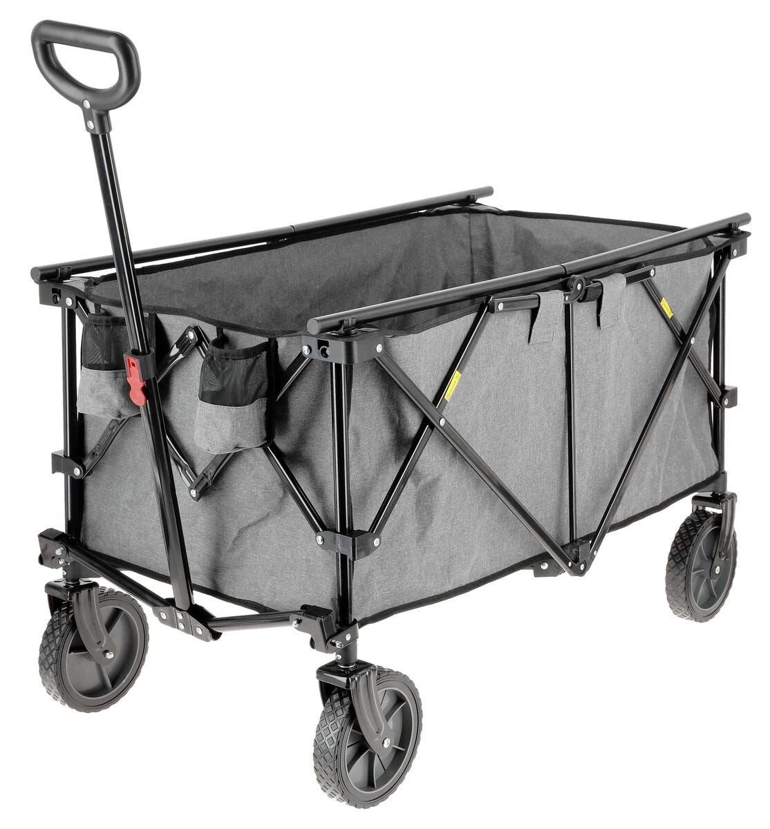 Sammenleggbar transporttralle med store hjul – perfekt til camping, strand og hage