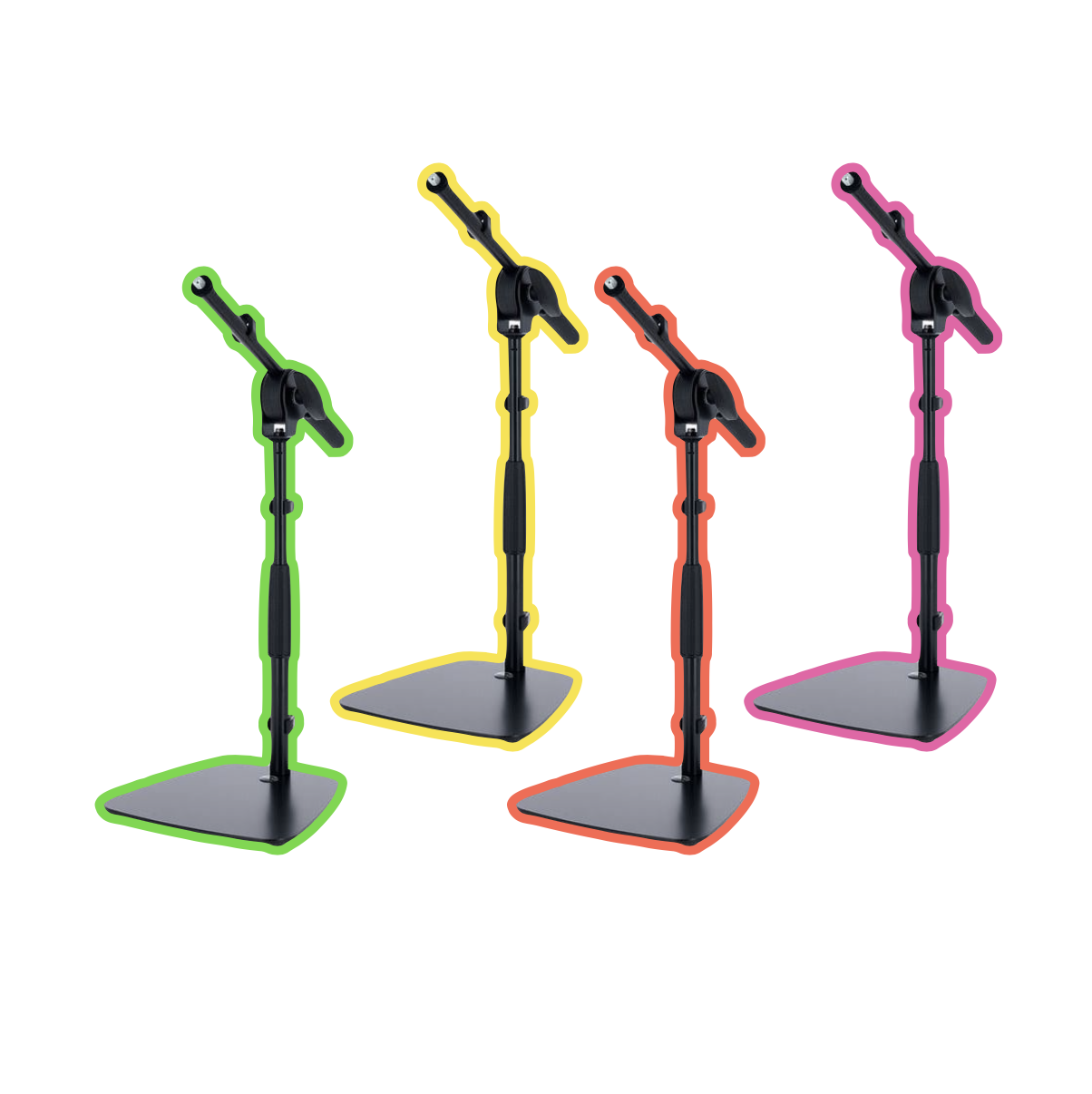 4x short table microphone stand with boom for mic podcast 