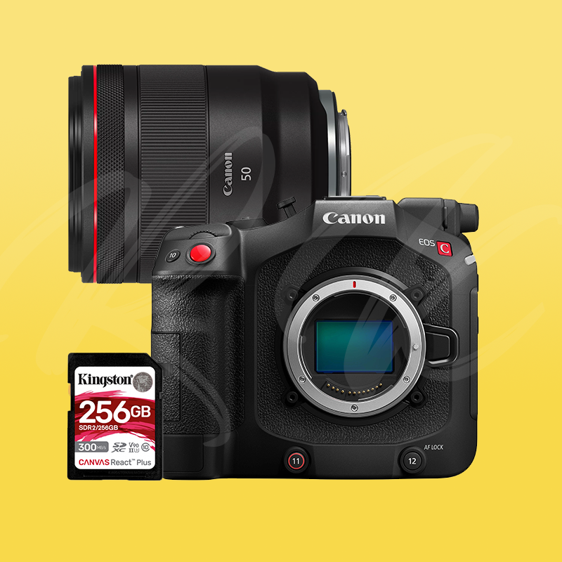 Canon eos c80 6k full-frame cinema camera + rf 50mm f1.2l usm lens