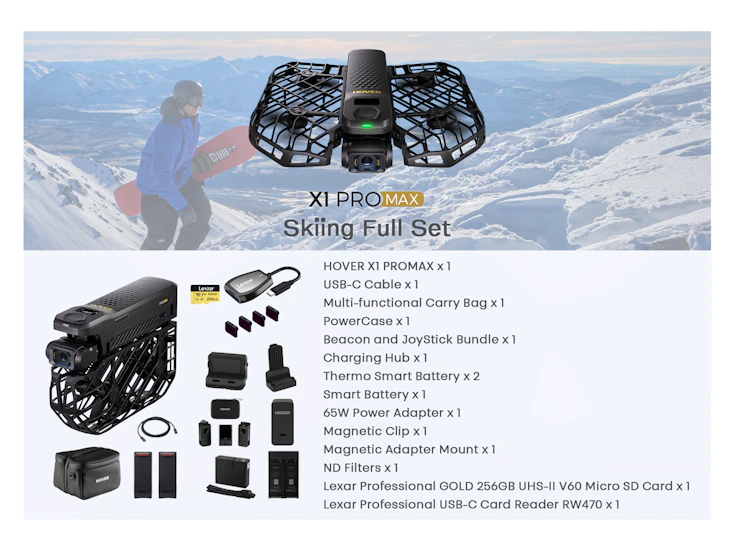 Hoverair x1 promax skiing set 8k ai cinematic drone